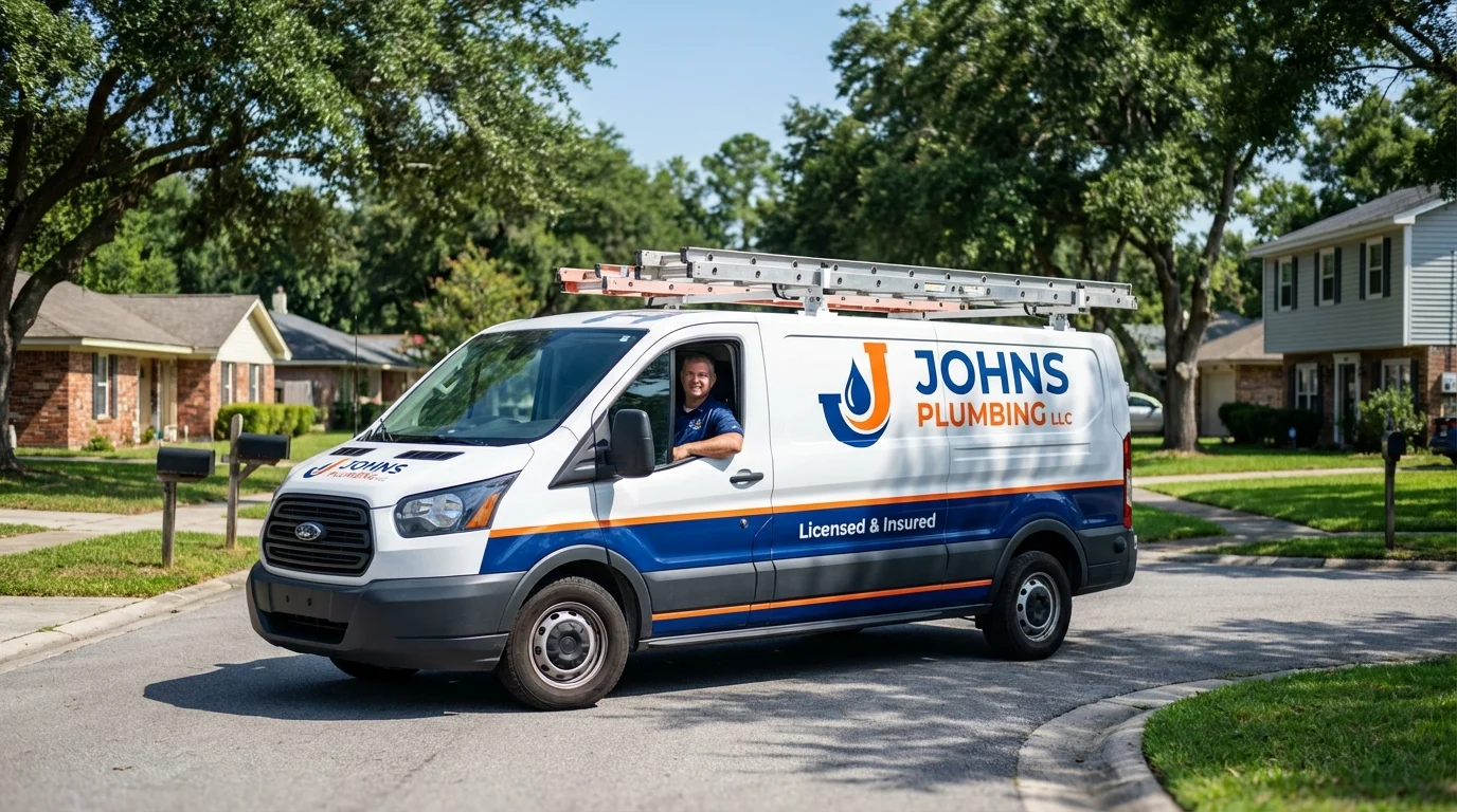 Johns Plumbing LLC service van in Rockville, MN