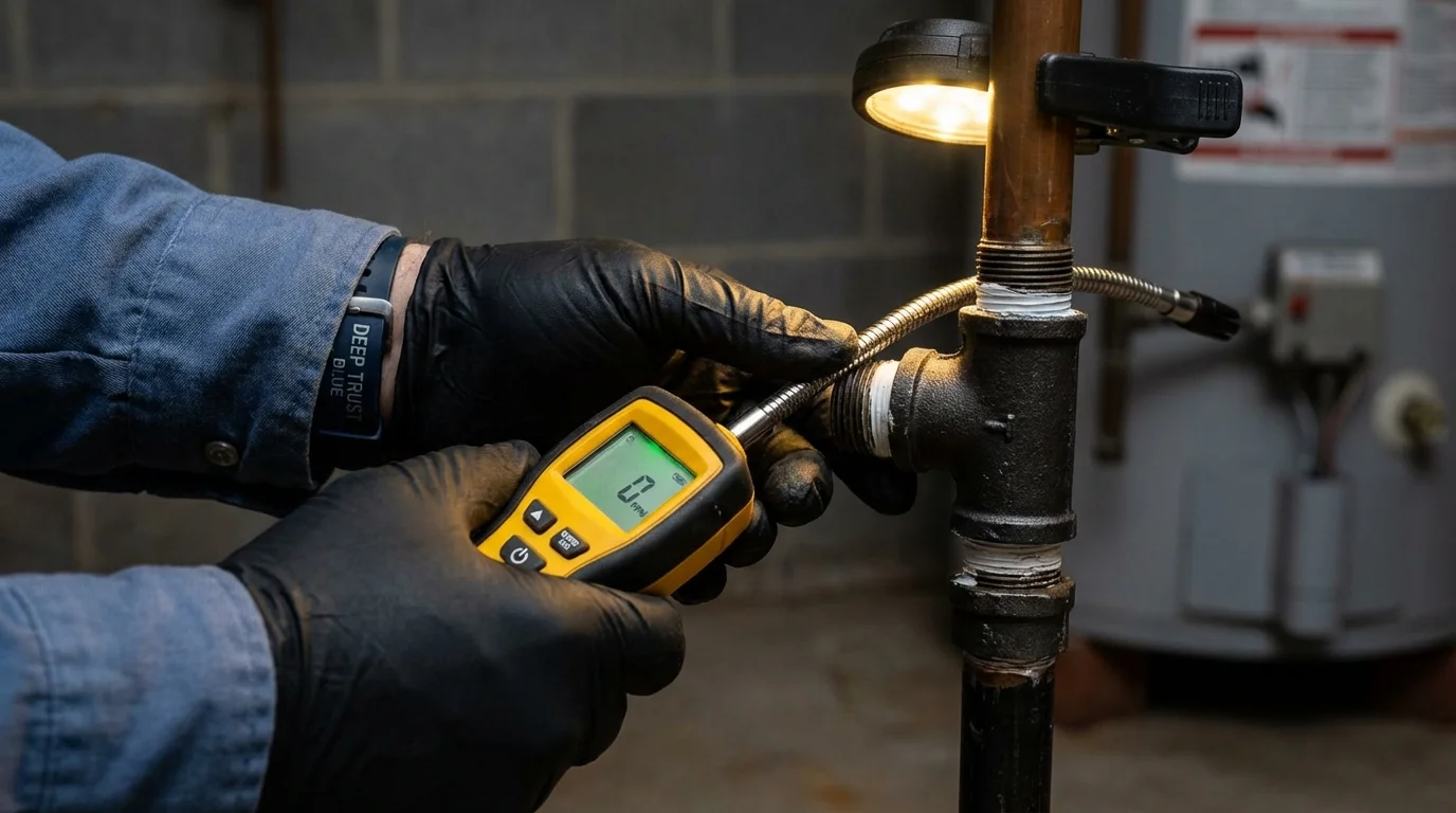 Gas leak detection with electronic sniffer by Johns Plumbing LLC in Rockville